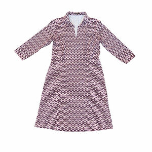 J.McLaughlin Women’s Catalina Cloth Midi Dress Small Purple White Geometric Perf